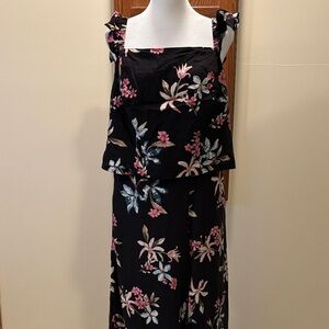 NWT Torrid Black and Pink Floral Top and matching pants - size 1X